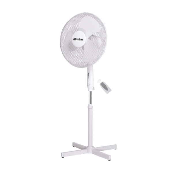 Ventilateur Sur Pieds Électrique 50W 40Cm 3 Vitesses avec Télécommande Blanc