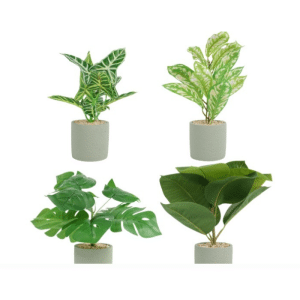 Plante artificielle en pot ciment 4 assorti 35 cm