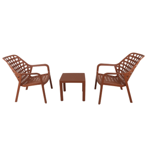 Set 2 chaises avec table 45×45×40cm en polypropylène terre cuite