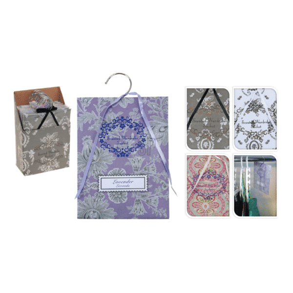 Sachet parfumé pour armoire 17x23cm 4 assorti