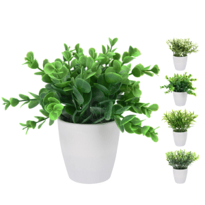 Plante Artificielle En Pot Blanc 8X8X16Cm 4 Assorti