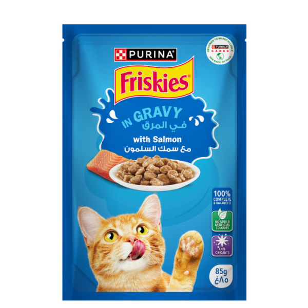 Pochon Friskies pour chat en sauce au saumon  85 g