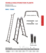 Échelle pliante articulée aluminium cadre en acier 4x4 – Image 2