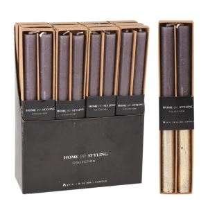 Set de 2 bougies bicolores 2x25cm en gris et or