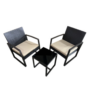Set De Jardin En Métal Plastique Marron 3 Pièces