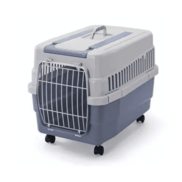 Cage de transport pour chat avec poignée et roulettes 60 x 40 x 45 cm