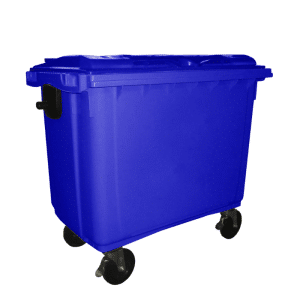 Poubelle à déchets 4 roulettes 660l bleu