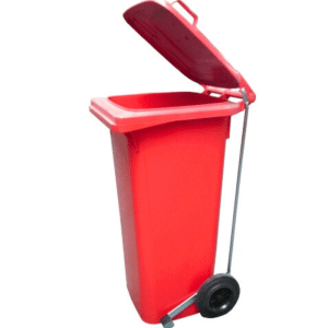 Poubelle A Roulettes A Pedal 120L Rouge