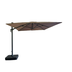 Parasol Déporté Inclinable 3X4 M Taupe En Aluminium Anthracite Avec Dalle