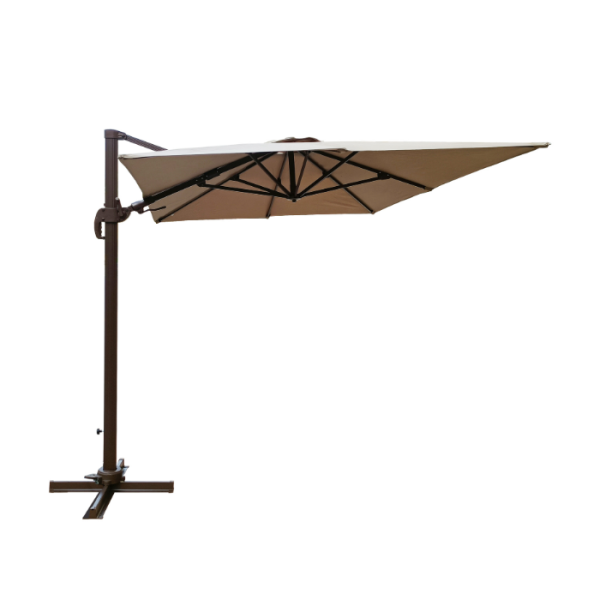 Parasol déporté Roma 2×3m Taupe – Aluminium Marron pour jardin et terrasse