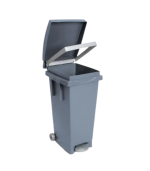 Poubelle avec roue et pedale 80 L 38x50x80 cm gris