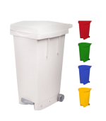 Poubelle avec roue et pedale 80 L 38x50x80 cm blanc – Image 2