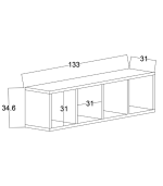Rangement horizontal 4 compartiments Latte 66,4x131x131 cm – Image 4