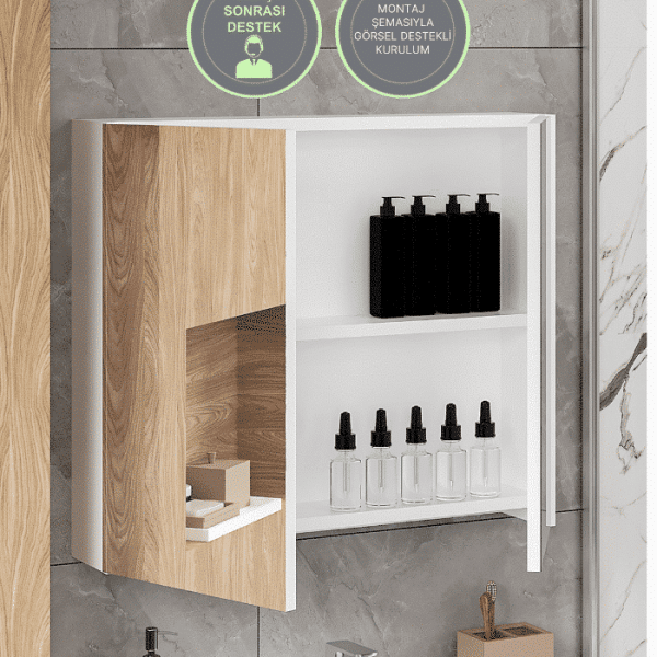 Armoire Salle De Bain Blanc Avec Miroir 120X68X22,5 Cm