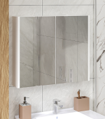 Armoire salle de bain blanc avec miroir 120x68x22,5 cm – Image 4