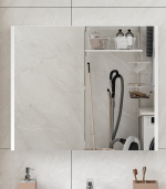 Armoire salle de bain blanc avec miroir 120x68x22,5 cm – Image 2