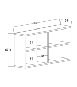 Rangement 8 compartiments Latte 66,4x131x31 cm – Image 3