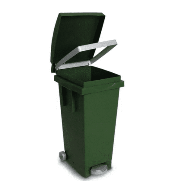 Poubelle avec roue et pedale 80 L 38x50x80 cm vert