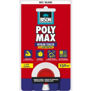 Ruban adhésif de montage Poly Max Express 150 kg 19 mm x 1,5 m Blanc