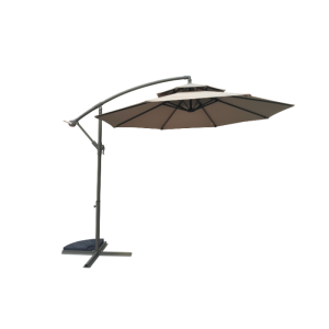 Parasol déporté suspendu 2.7 m double toit taupe