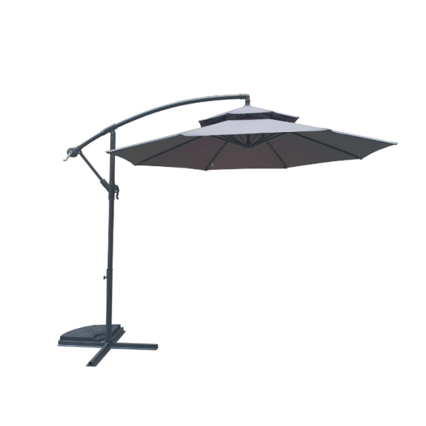 Parasol de jardin 3x2m struct gris fonce toile bordeaux