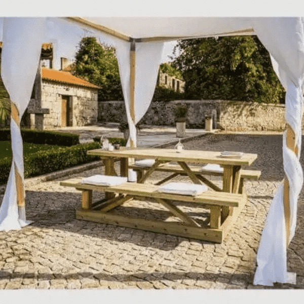 Table De Pique-Nique Rurale En Bois Massif 250X185X75 Cm