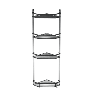 Étagère de coin salle de bain à 4 niveaux noir mat 5mm 28x20x70 cm