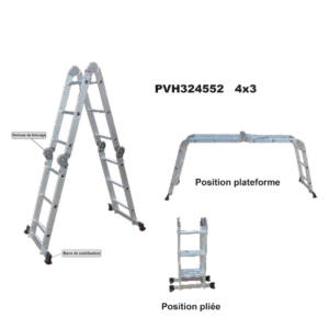 Échelle pliante articulée en aluminium 4×3