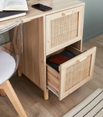 Bureau en rotin naturel avec 2 tiroirs 120x48x75cm – Image 3