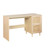 Bureau en rotin naturel avec 2 tiroirs 120x48x75cm