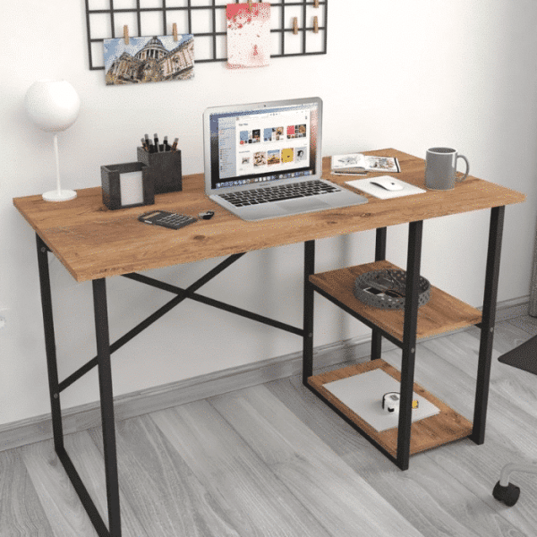 Bureau d'étude avec 2 étagères 60x120x75 cm métal PIN