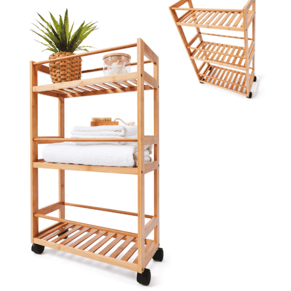 Desserte De 3 Niveaux En Bambou 45.5X20X75Cm