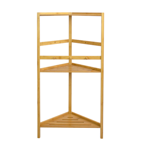 Étagère D’Angle 3 Niveaux En Bambou 45,6 X 24,5 X 90 Cm