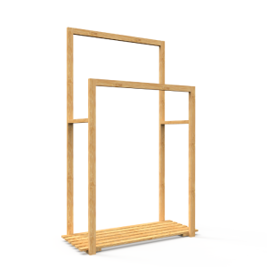 Porte-serviettes à 2 barres en bambou 57x25x92cm