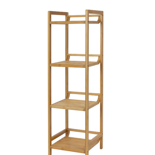 Étagère De 4 Niveaux En Bambou 30 X 30 X 104 Cm