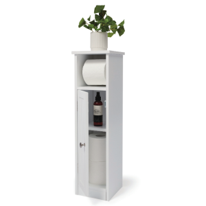 Meuble De Rangement Papier Toillet En Mdf Blanc 19 X 19 X 68 Cm