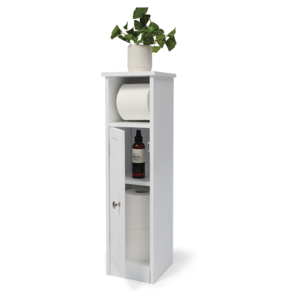 Meuble De Rangement Papier Toillet En Mdf Blanc 19 X 19 X 68 Cm