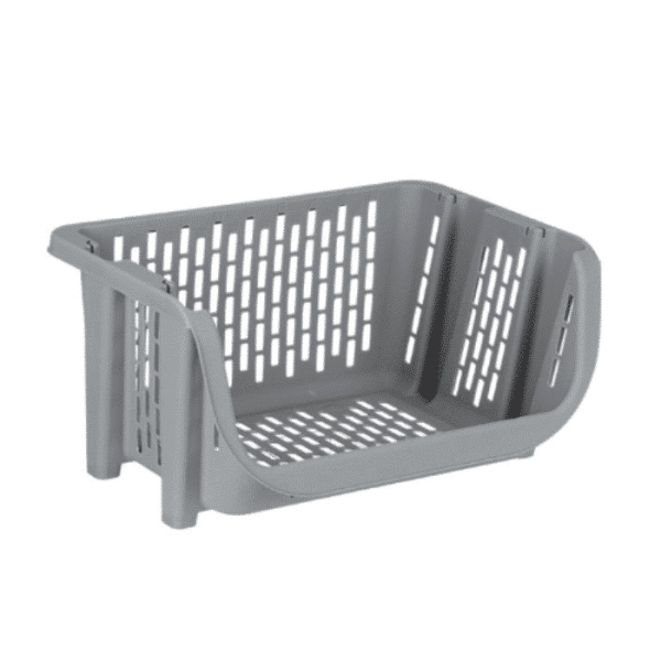 Panier De Rangement Superposable Gris 49X36X25Cm