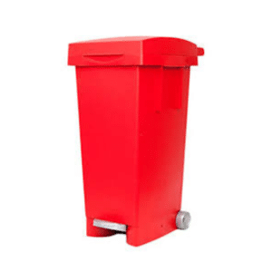 Poubelle avec roue et pedale 80 L 38x50x80 cm rouge