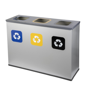 Poubelle pour tri sélectif  en  acier avec revêtement organique  gris 3x60 L