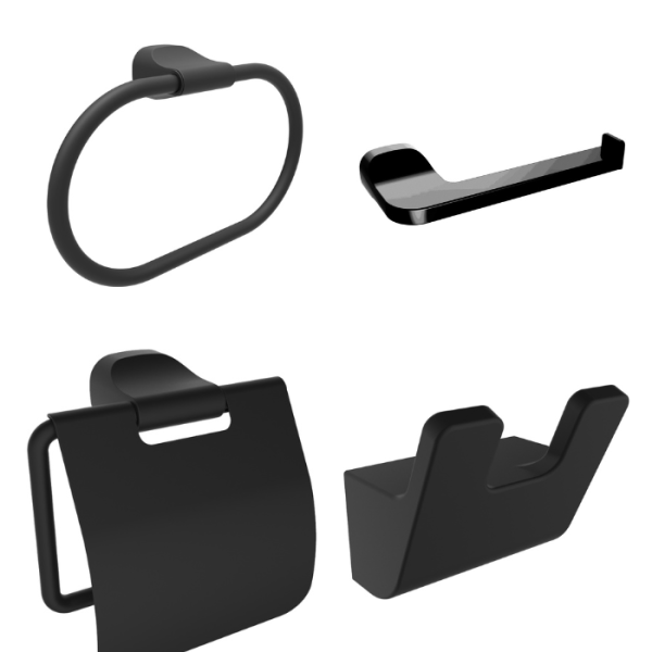 Kit accessoires de salle de bain 4 pièces noir