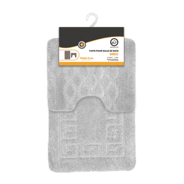 Set Tapis Salle De Bain 80X50 Et 50X40 Gris Clair