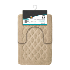 Set De 2 Tapis Salle De Bain 80×50 Et 50×40 Cm Beige
