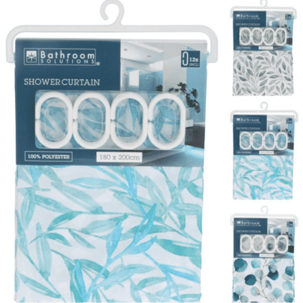 Rideau De Douche En Polyester 180 X 200 Cm 3 Assorti