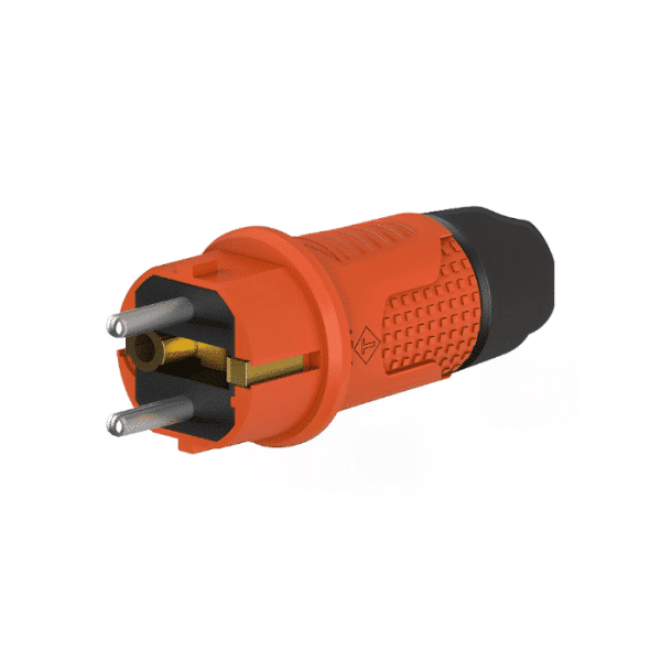 Fiche male orange 2P+t 16A 230V IP54