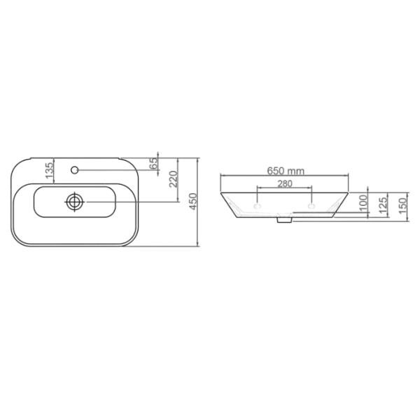 Vasque  blanc drop slim 65x45x15cm