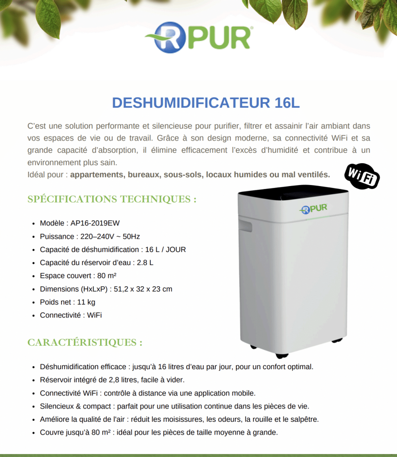 Deshumidificateur 16 L avec wifi – Image 2