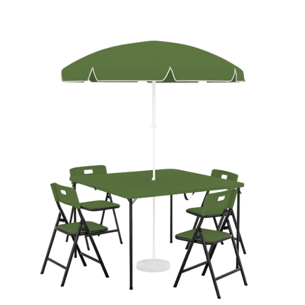 Set table nova+ 4 chaises + parasol olive