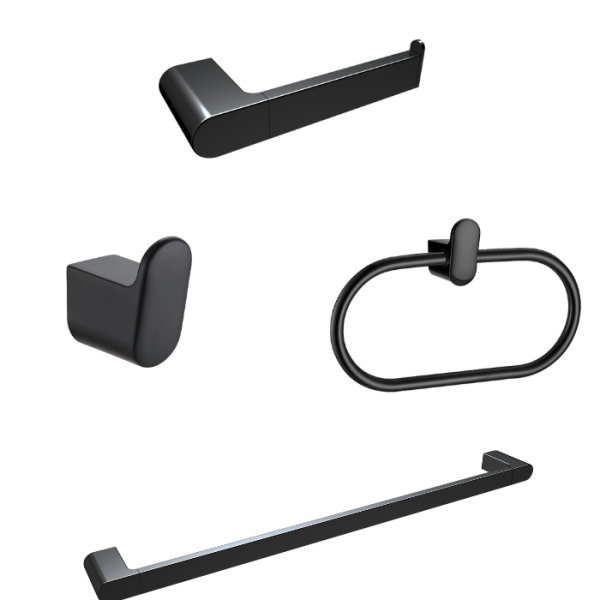 Kit D’Accessoires De Salle De Bain 4 Pièces Lusso Armonia Noir