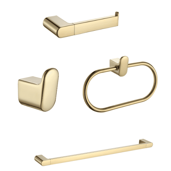 Kit D’Accessoires De Salle De Bain 4 Pièces Lusso Armonia Doré